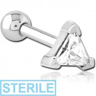 STERILE SURGICAL STEEL JEWELLED TRAGUS MICRO BARBELL - TRIANGLE