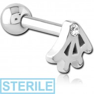 STERILE SURGICAL STEEL JEWELLED TRAGUS MICRO BARBELL - WEB