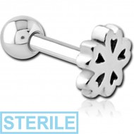 STERILE SURGICAL STEEL TRAGUS MICRO BARBELL - CLOVER