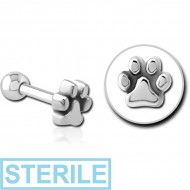 STERILE SURGICAL STEEL TRAGUS MICRO BARBELL - PLAIN ANIMAL PAW