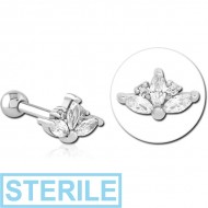 STERILE SURGICAL STEEL JEWELLED TRAGUS MICRO BARBELL
