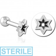 STERILE SURGICAL STEEL TRAGUS MICRO BARBELL - STAR INDENT