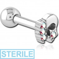 STERILE SURGICAL STEEL JEWELLED TRAGUS MICRO BARBELL - PLAIN MOON AND STARS
