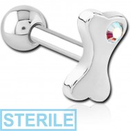 STERILE SURGICAL STEEL JEWELLED TRAGUS MICRO BARBELL - BONE