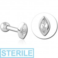 STERILE SURGICAL STEEL JEWELLED TRAGUS MICRO BARBELL
