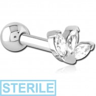 STERILE SURGICAL STEEL JEWELLED TRAGUS MICRO BARBELL