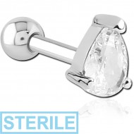STERILE SURGICAL STEEL JEWELLED TRAGUS MICRO BARBELL - DROP