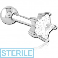 STERILE SURGICAL STEEL JEWELLED TRAGUS MICRO BARBELL - STAR