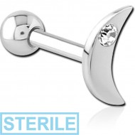 STERILE SURGICAL STEEL JEWELLED TRAGUS MICRO BARBELL - CRESCENT SINGLE GEM