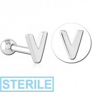 STERILE SURGICAL STEEL TRAGUS MICRO BARBELL - V