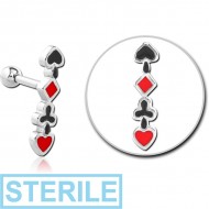 STERILE SURGICAL STEEL TRAGUS MICRO BARBELL - CARDS SIGNS