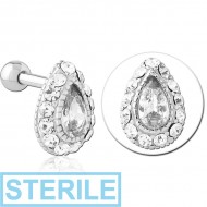 STERILE SURGICAL STEEL JEWELLED TRAGUS MICRO BARBELL