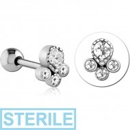 STERILE SURGICAL STEEL JEWELLED TRAGUS MICRO BARBELL