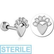 STERILE SURGICAL STEEL JEWELLED TRAGUS MICRO BARBELL