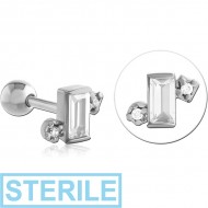 STERILE SURGICAL STEEL JEWELLED TRAGUS MICRO BARBELL