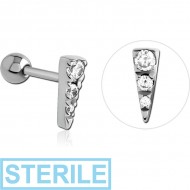 STERILE SURGICAL STEEL JEWELLED TRAGUS MICRO BARBELL