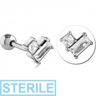 STERILE SURGICAL STEEL JEWELLED TRAGUS MICRO BARBELL