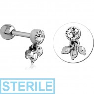 STERILE SURGICAL STEEL JEWELLED TRAGUS MICRO BARBELL