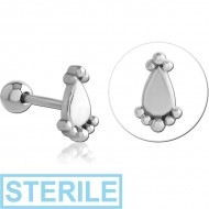 STERILE SURGICAL STEEL TRAGUS MICRO BARBELL