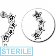 STERILE SURGICAL STEEL TRAGUS MICRO BARBELL WITH ENAMEL - FOUR STARS