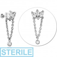 STERILE SURGICAL STEEL JEWELLED TRAGUS MICRO BARBELL