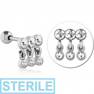 STERILE SURGICAL STEEL JEWELLED TRAGUS MICRO BARBELL