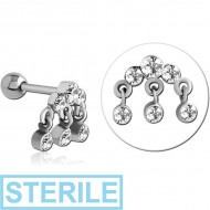 STERILE SURGICAL STEEL JEWELLED TRAGUS MICRO BARBELL