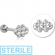 STERILE SURGICAL STEEL JEWELLED TRAGUS MICRO BARBELL
