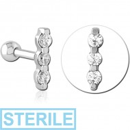 STERILE SURGICAL STEEL JEWELLED TRAGUS MICRO BARBELL
