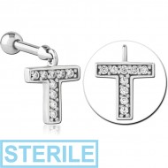 STERILE SURGICAL STEEL MICRO BARBELL WITH JEWELLED CHARM