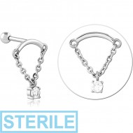STERILE SURGICAL STEEL MICRO BARBELL WITH JEWELLED CHARM