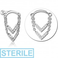 STERILE SURGICAL STEEL MICRO BARBELL WITH JEWELLED CHARM