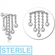 STERILE SURGICAL STEEL MICRO BARBELL WITH JEWELLED CHARM