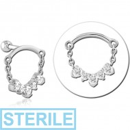 STERILE SURGICAL STEEL MICRO BARBELL WITH JEWELLED CHARM