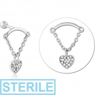STERILE SURGICAL STEEL MICRO BARBELL WITH JEWELLED CHARM