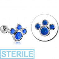 STERILE SURGICAL STEEL SYNTHETIC OPAL TRAGUS MICRO BARBELL