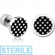 STERILE SURGICAL STEEL CHECKER BUTTON TRAGUS MICRO BARBELL