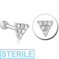 STERILE SURGICAL STEEL JEWELLED TRAGUS MICRO BARBELL - TRIANGLE
