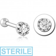 STERILE SURGICAL STEEL JEWELLED TRAGUS MICRO BARBELL - DISK