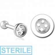 STERILE SURGICAL STEEL TRAGUS MICRO BARBELL - BUTTON