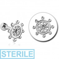 STERILE SURGICAL STEEL TRAGUS MICRO BARBELL - SHIP WHEEL