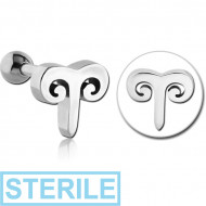 STERILE SURGICAL STEEL ARIES THREADED ATTACHMENT TRAGUS MICRO BARBELL