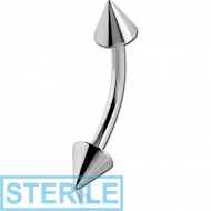 STERILE SURGICAL STEEL CURVED MICRO BARBELL WITH CONES PIERCING