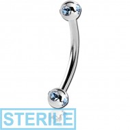 STERILE SURGICAL STEEL CURVED MICRO BARBELL WITH SATELLITE JEWELLED BALLS PIERCING