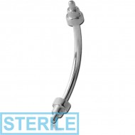 STERILE SURGICAL STEEL CURVED MICRO BARBELL WITH DUMBBELLS PIERCING