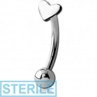 STERILE SURGICAL STEEL HEART FANCY CURVED MICRO BARBELL PIERCING