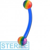 STERILE UV ACRYLIC FLEXIBLE CURVED MICRO BARBELL WITH RAINBOW BALLS