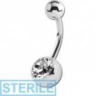 STERILE SURGICAL STEEL VALUE JEWELLED MICRO NAVEL BANANA PIERCING