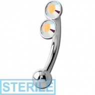 STERILE SURGICAL STEEL JEWELLED FANCY CURVED MICRO BARBELL