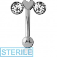 STERILE SURGICAL STEEL JEWELLED FANCY CURVED MICRO BARBELL